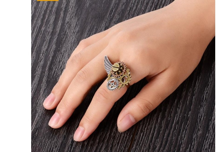 Combined Mechanical Gears Steampunk Ring