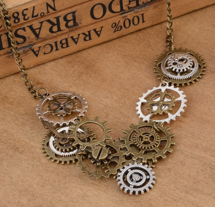 Various Gears Combined Steampunk Necklace