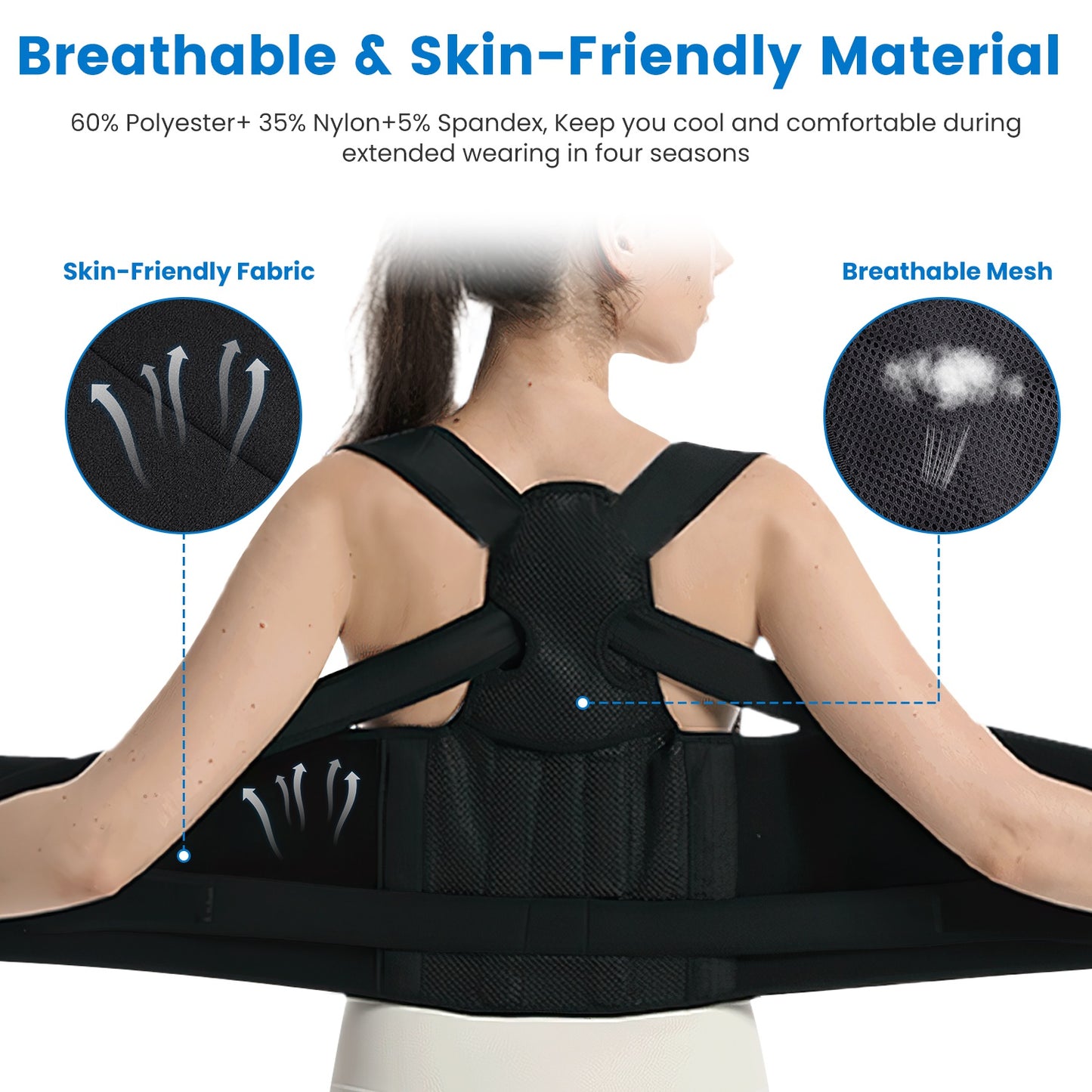 3 Size Options Posture Corrector For Women Men Adjustable Back Brace Posture Trainer Improve Hunchback Slouching Kyphosis Correction Invisible Under Clothes Upper Back Straightener Pain Relief