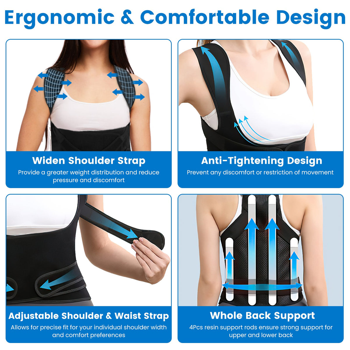 3 Size Options Posture Corrector For Women Men Adjustable Back Brace Posture Trainer Improve Hunchback Slouching Kyphosis Correction Invisible Under Clothes Upper Back Straightener Pain Relief